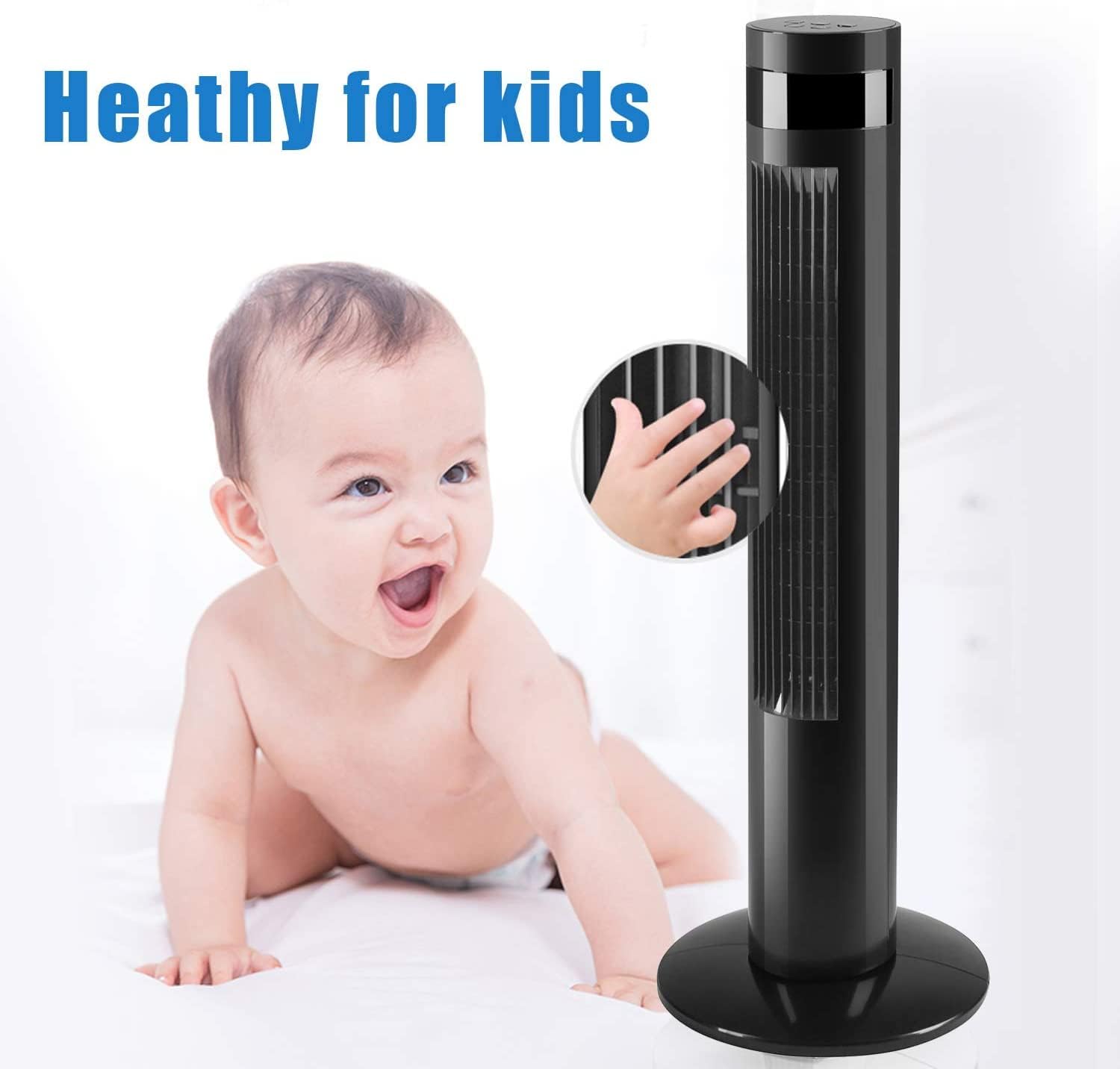 Tower Fan Portable Electric Oscillating Fan Quiet Cooling Remote Control Standing Bladeless Floor Fans 3 Speeds Wind Modes Timer Kismile