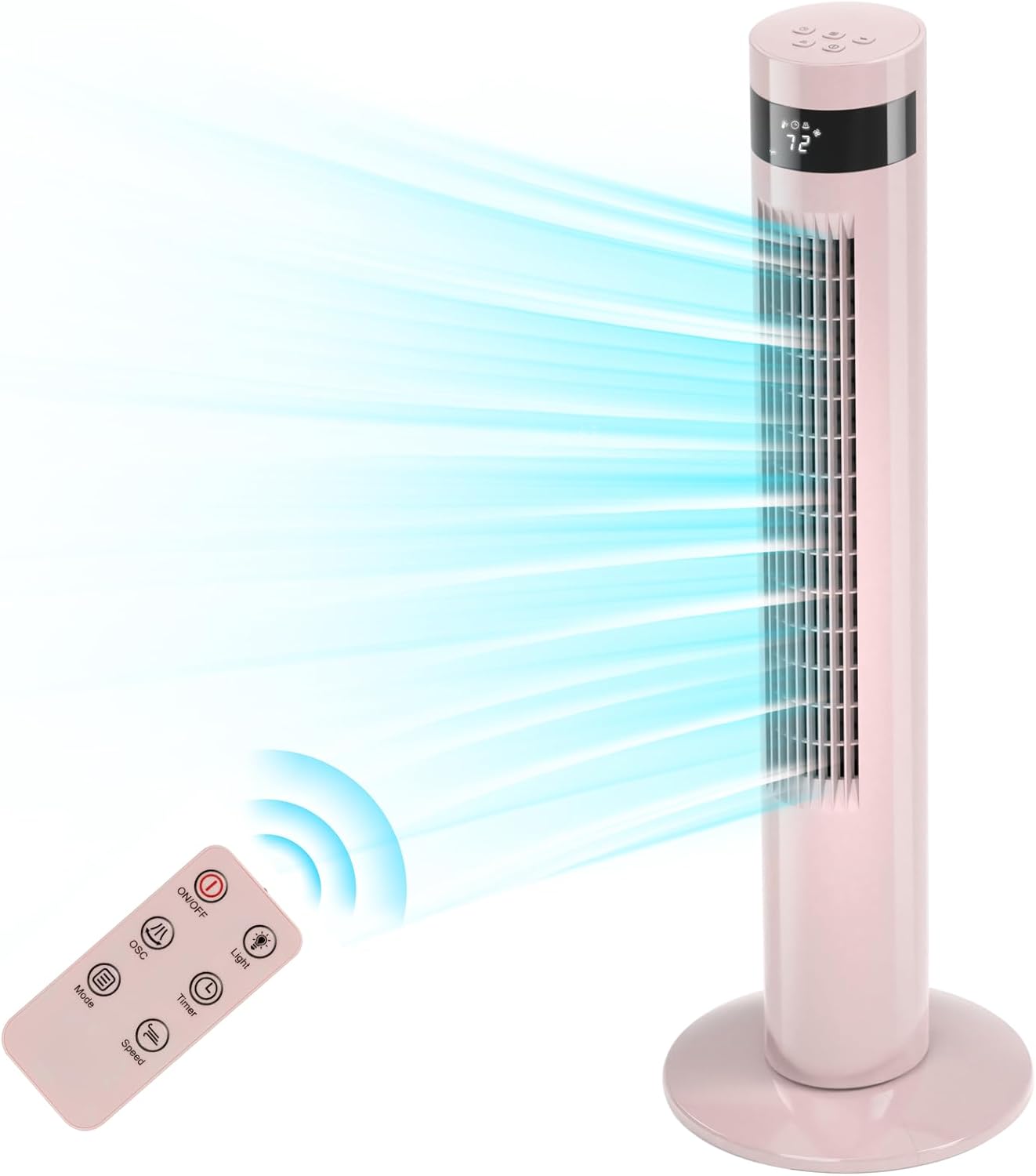 Tower Fan Portable Electric Oscillating Fan Quiet Cooling Remote Control Standing Bladeless Floor Fans 3 Speeds Wind Modes Timer Kismile