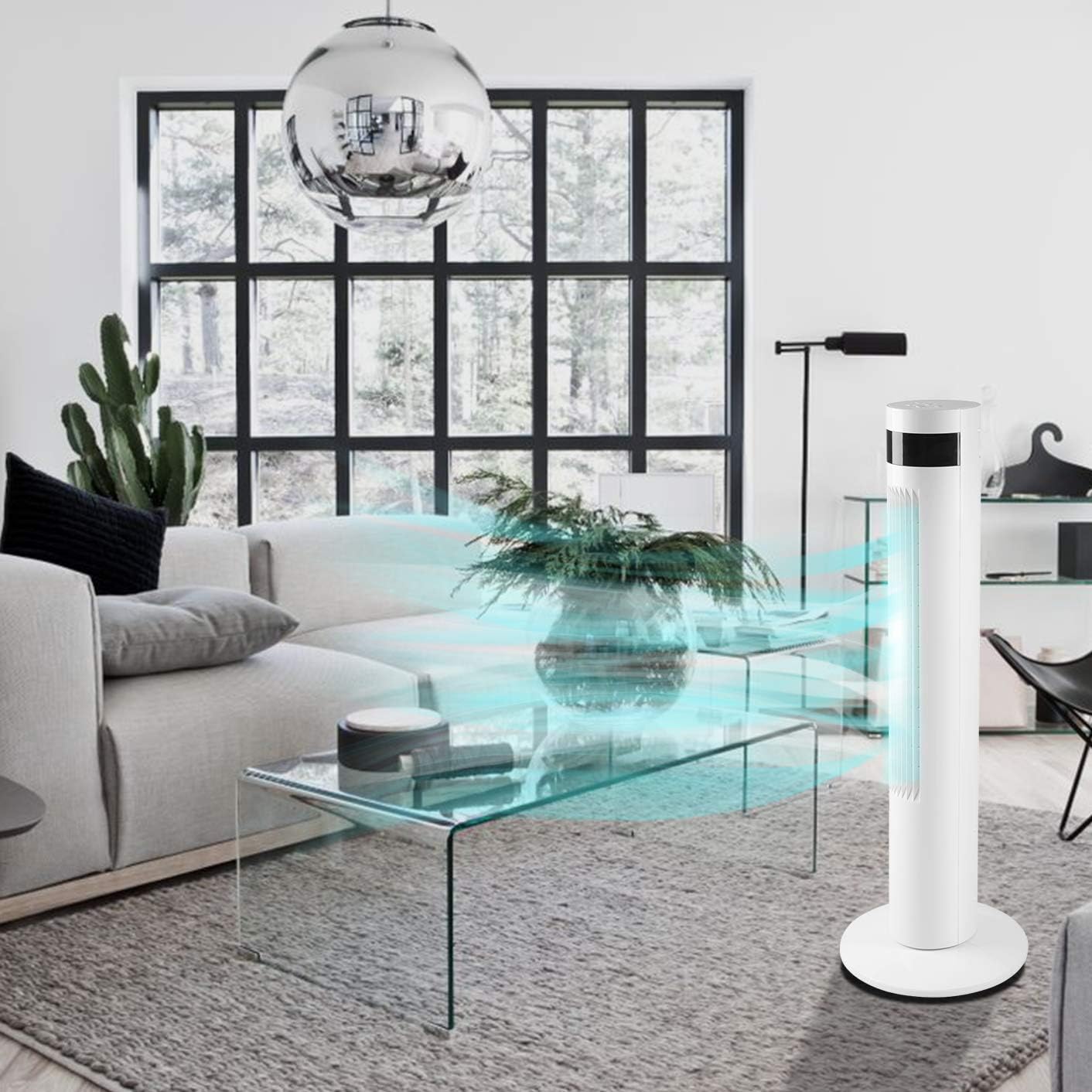 Tower Fan Portable Electric Oscillating Fan Quiet Cooling Remote Control Standing Bladeless Floor Fans 3 Speeds Wind Modes Timer Kismile