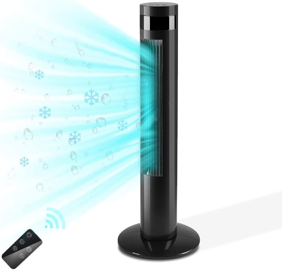Tower Fan Portable Electric Oscillating Fan Quiet Cooling Remote Control Standing Bladeless Floor Fans 3 Speeds Wind Modes Timer Kismile