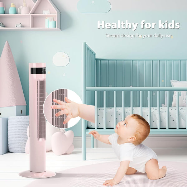 Tower Fan Portable Electric Oscillating Fan Quiet Cooling Remote Control Standing Bladeless Floor Fans 3 Speeds Wind Modes Timer Kismile