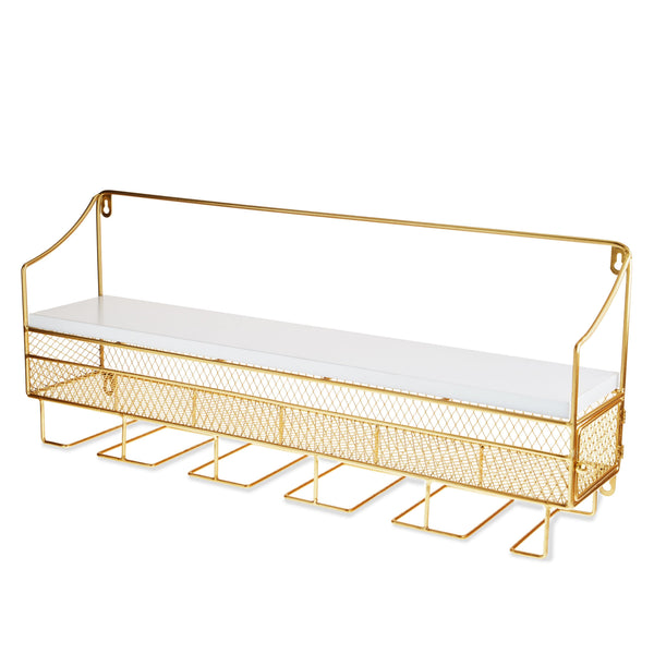 Wall Mounted Wine Rack & Cork Storage in Gold