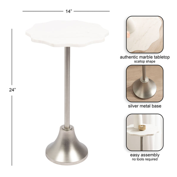 Sanzo Scalloped Marble and Metal Table