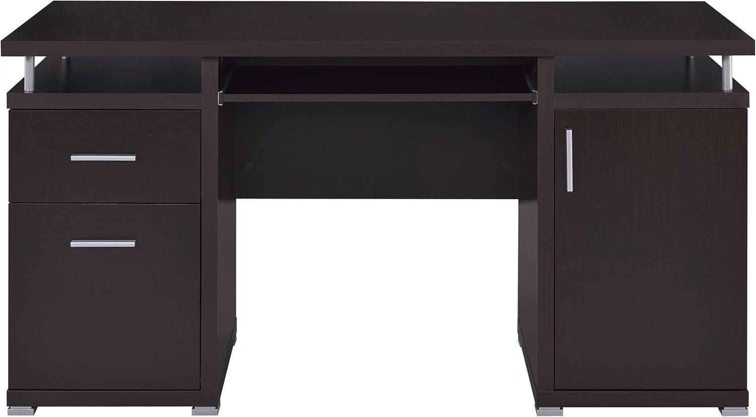 55 Inch Modern Wood Desk With 2 Drawers For Home Office