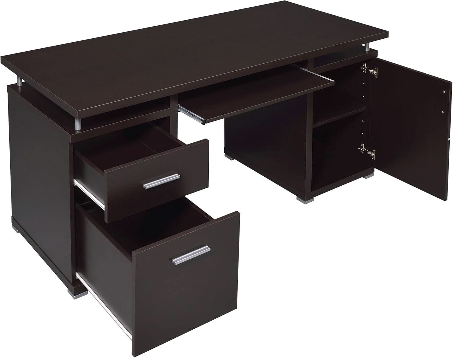 55 Inch Modern Wood Desk With 2 Drawers For Home Office