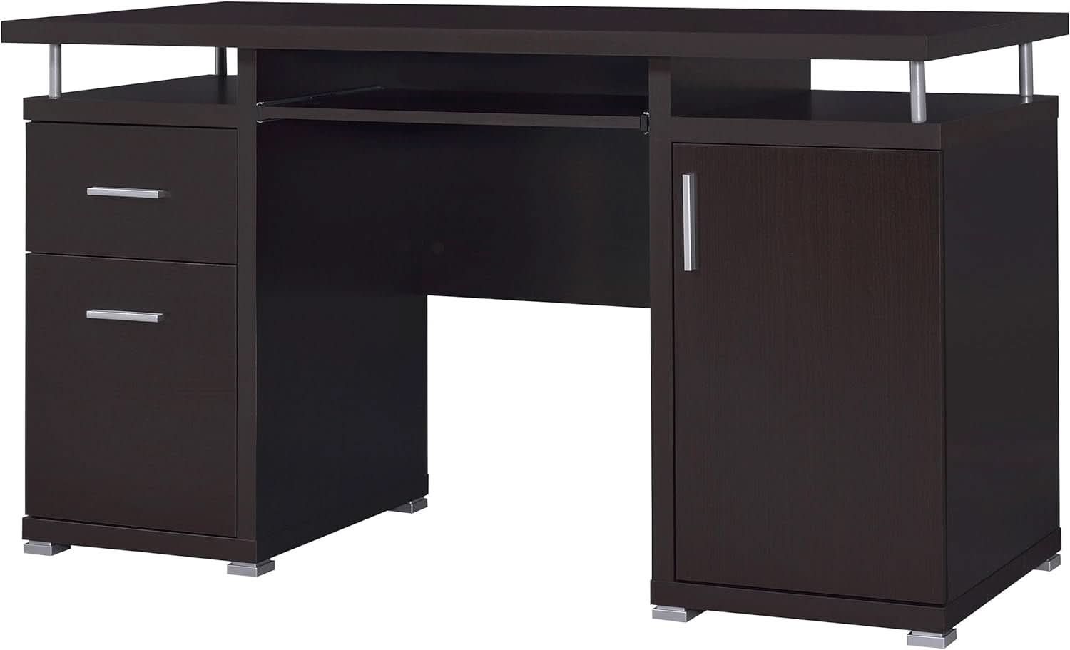 55 Inch Modern Wood Desk With 2 Drawers For Home Office