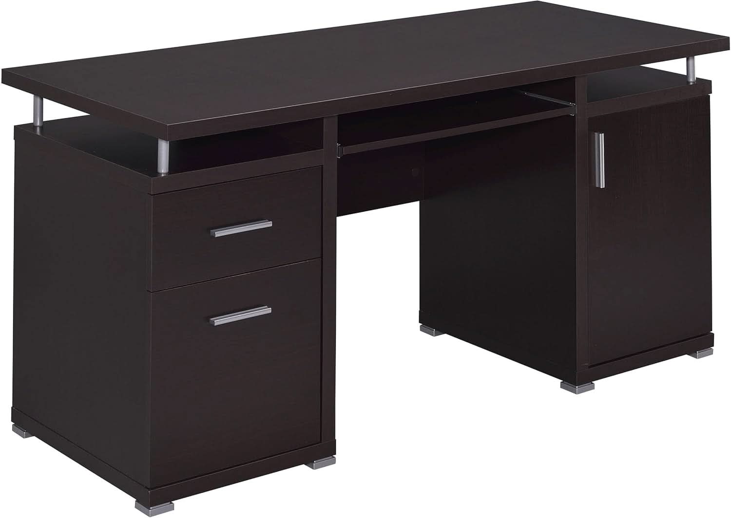 55 Inch Modern Wood Desk With 2 Drawers For Home Office