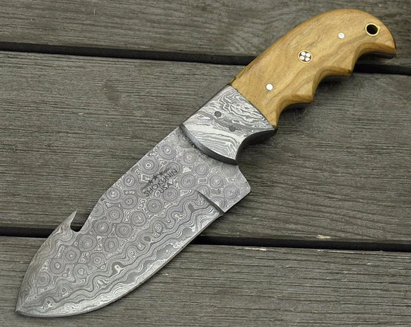 Tranquility Gut Hook Knife with Olive Wood Handle - Gifts for You 'n Me
