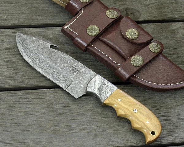 Tranquility Gut Hook Knife with Olive Wood Handle - Gifts for You 'n Me