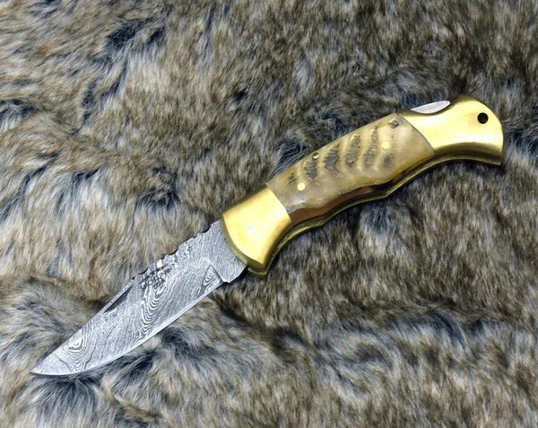 Tranquility Pocket Knife with Ram Horn Handle - Gifts for You 'n Me