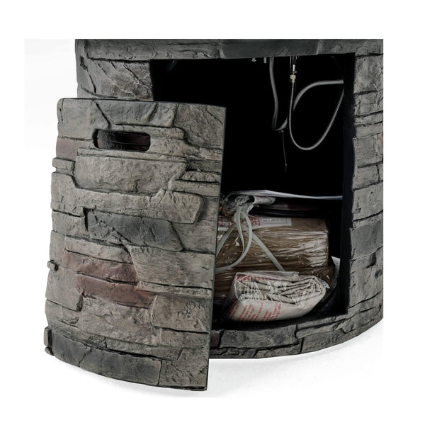 32-Inch Transitional Outdoor Concrete Round Propane Fire Pit Table, Gray (SAK48268)