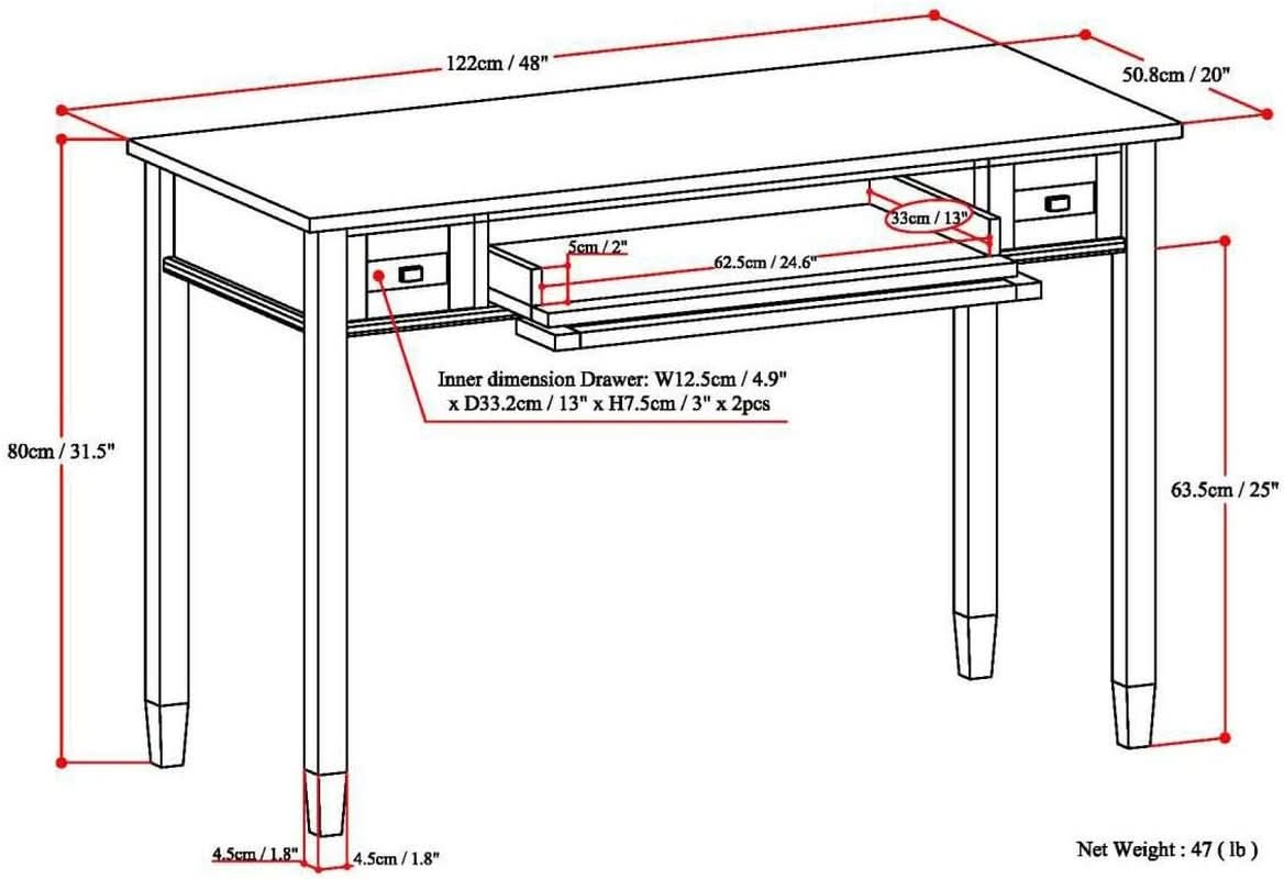 Transitional Solid Wood Writing Desk with Key Features