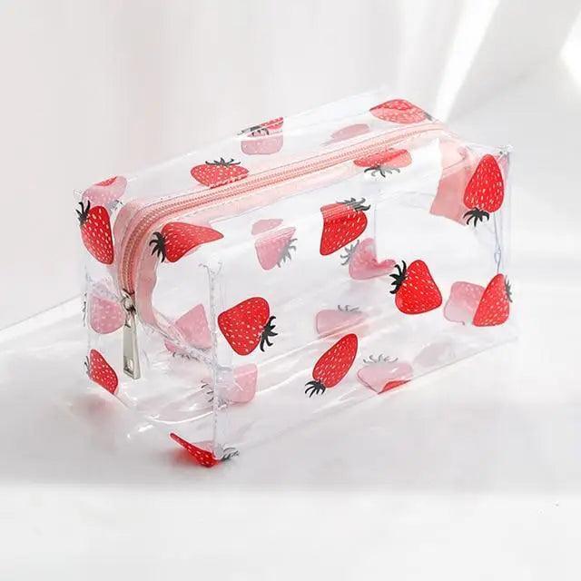 Transparent Flower Print Pencil Case For Students Classic Stationery Case Large Capacity Pencil Bag