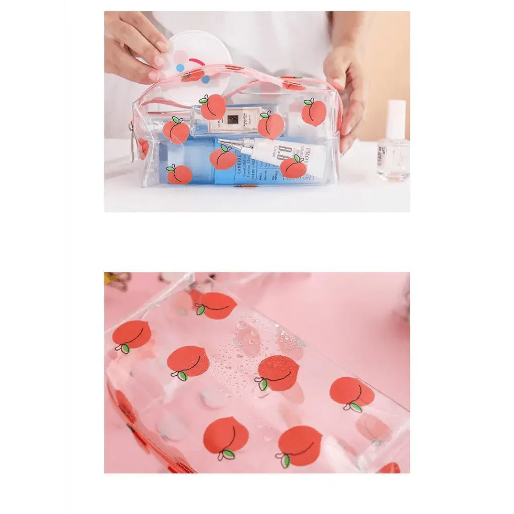 Transparent Flower Print Pencil Case For Students Classic Stationery Case Large Capacity Pencil Bag