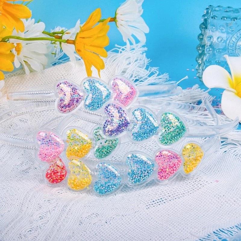 Transparent Quicksand Headbands for Children Kids Girls Fashion Glitter Sequin Teeth Hairbands Bezel Hair Hoops Gorgeous Hair Accessories For Women