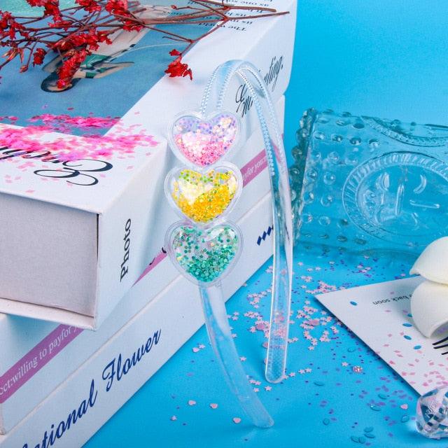 Transparent Quicksand Headbands for Children Kids Girls Fashion Glitter Sequin Teeth Hairbands Bezel Hair Hoops Gorgeous Hair Accessories For Women