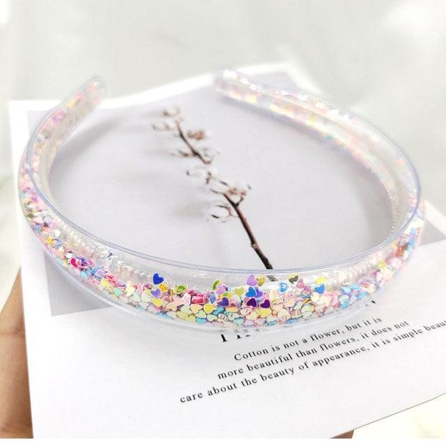 Transparent Quicksand Headbands for Children Kids Girls Fashion Glitter Sequin Teeth Hairbands Bezel Hair Hoops Gorgeous Hair Accessories For Women