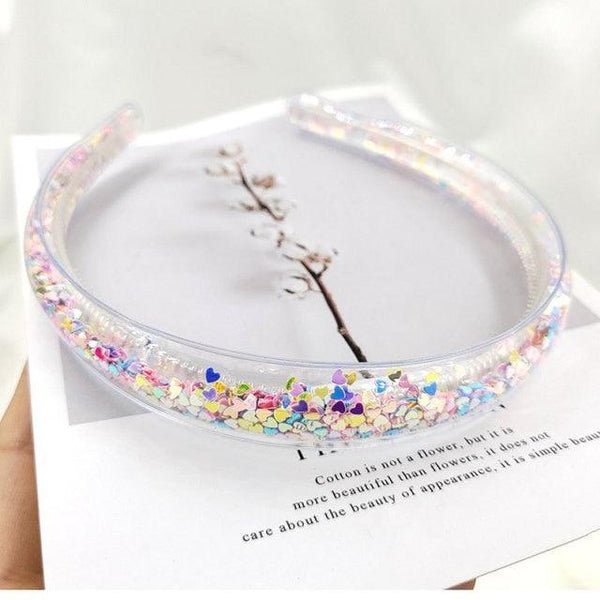 Transparent Quicksand Headbands for Children Kids Girls Fashion Glitter Sequin Teeth Hairbands Bezel Hair Hoops Gorgeous Hair Accessories For Women