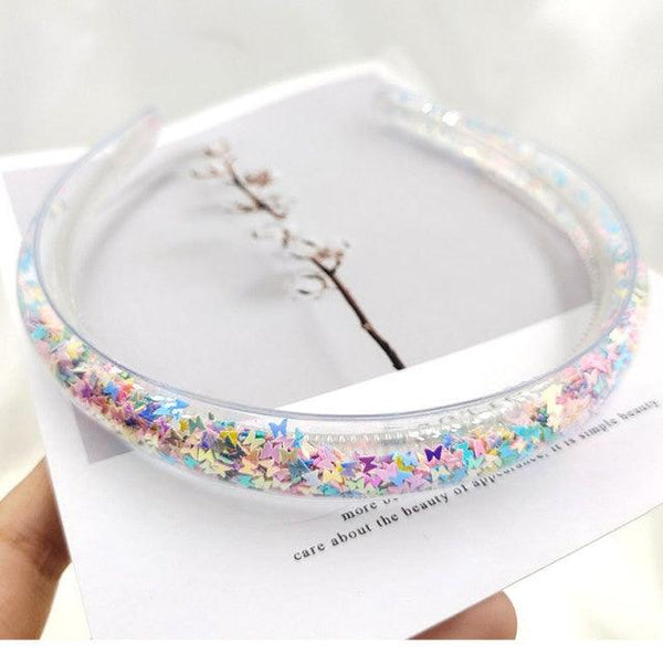 Transparent Quicksand Headbands for Children Kids Girls Fashion Glitter Sequin Teeth Hairbands Bezel Hair Hoops Gorgeous Hair Accessories For Women