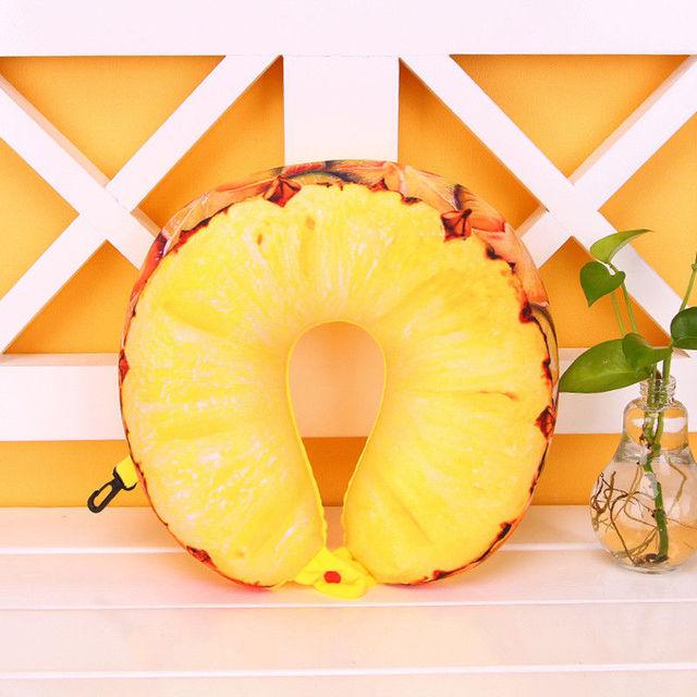 Travel Memory Foam Fruit U Shaped Travel Pillow Neck Support Head Rest Headrest Cushion Pillow Pillow Kids Newborn Travel Neck Pillow U-Shape For Car Headrest Air Cushion Child Car Seat Head Support Infant Baby Cotton U-shaped Pillow