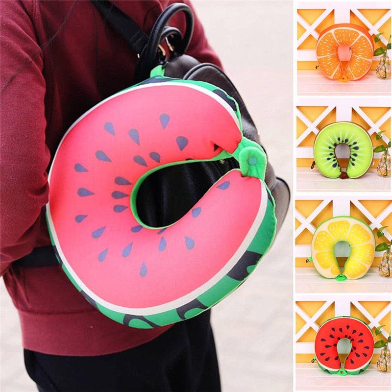 Travel Memory Foam Fruit U Shaped Travel Pillow Neck Support Head Rest Headrest Cushion Pillow Pillow Kids Newborn Travel Neck Pillow U-Shape For Car Headrest Air Cushion Child Car Seat Head Support Infant Baby Cotton U-shaped Pillow