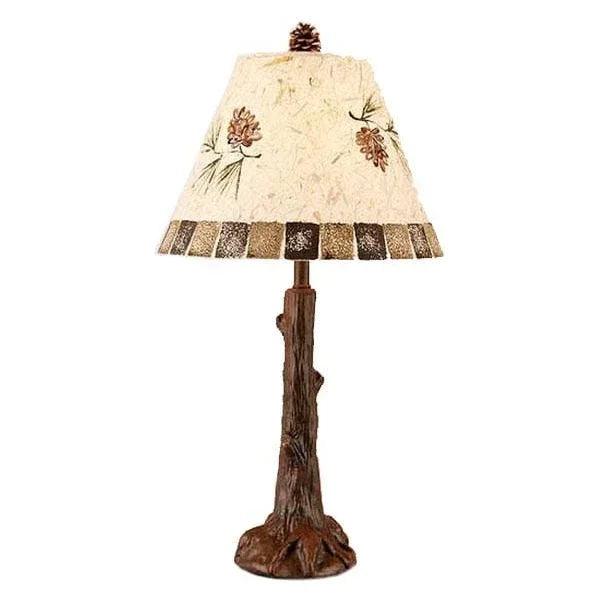 Tree Trunk Table Lamp with Pine Cone Shade - Gifts for You 'n Me