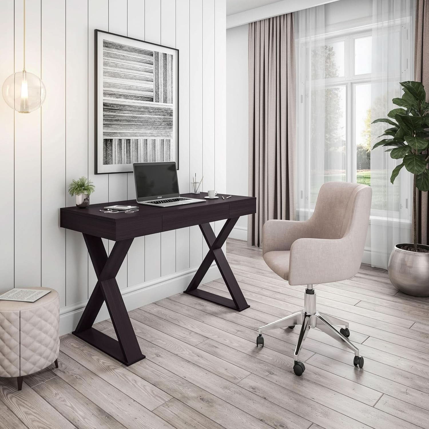 Trendy Espresso Writing Desk with Drawer and Storage