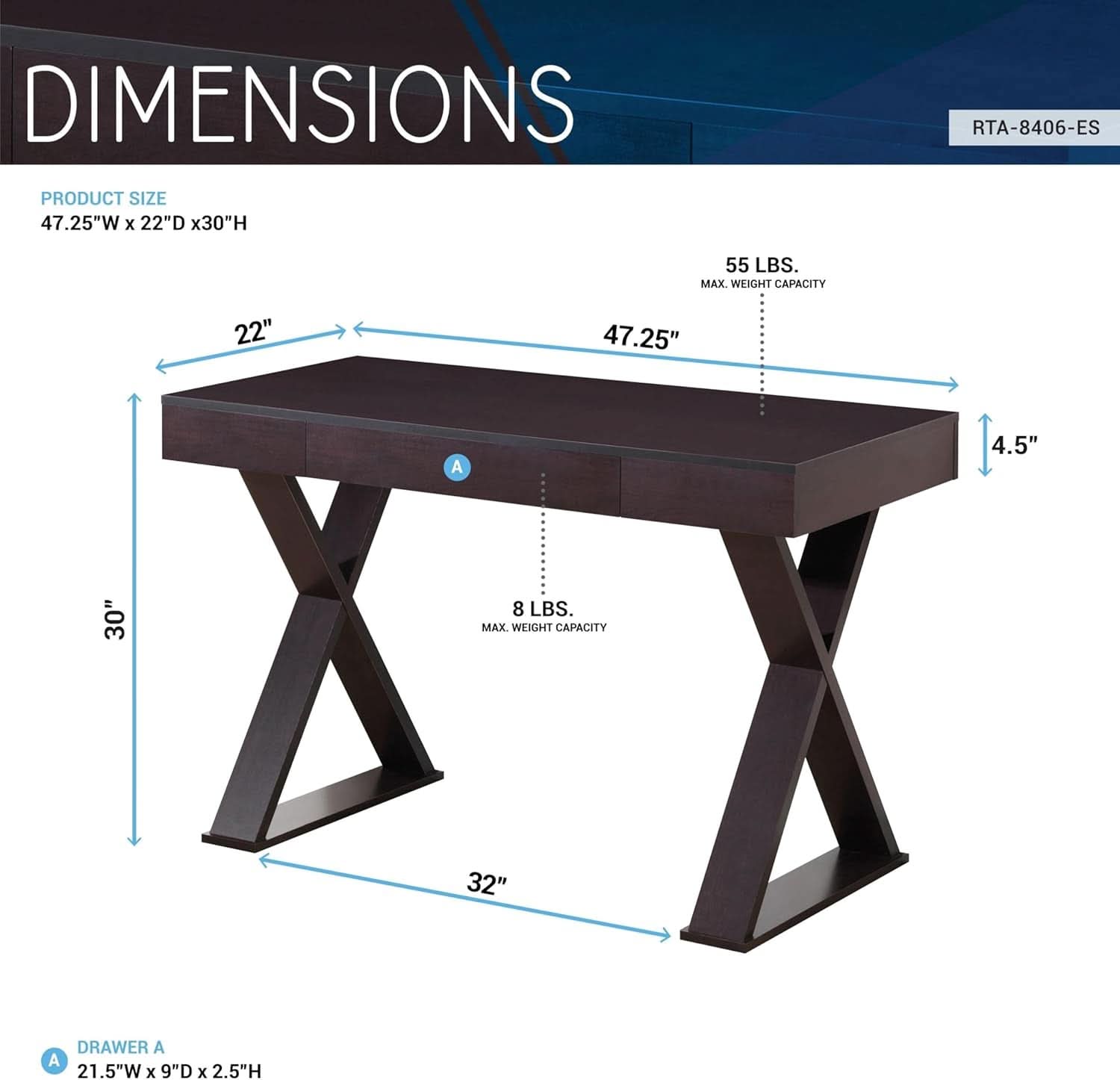 Trendy Espresso Writing Desk with Drawer and Storage