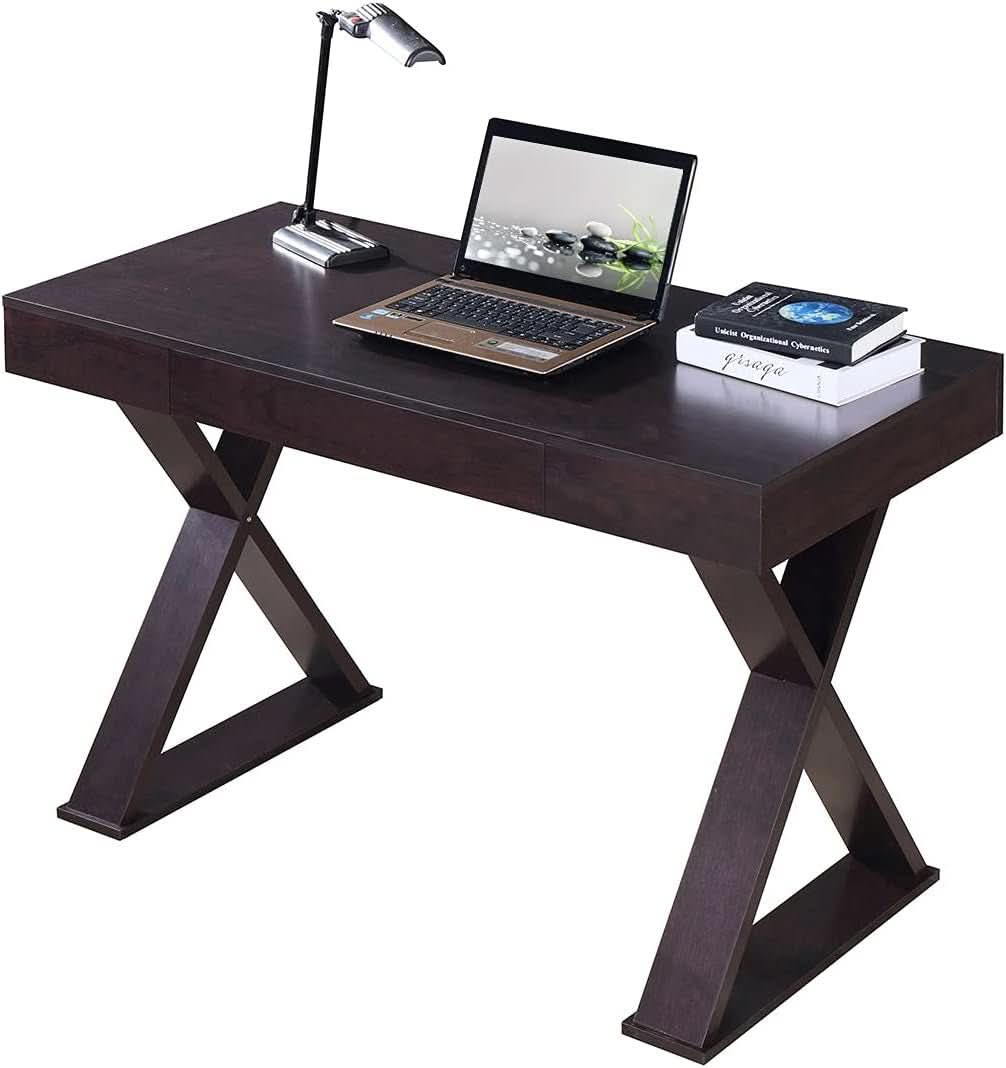 Trendy Espresso Writing Desk with Drawer and Storage