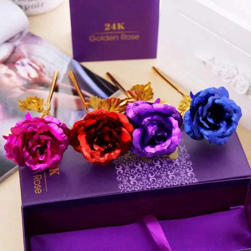 Trendy Flower Gift for Loved ones 24K Gold Rose Gift Big Rose with Gift Box Best Gift for Girlfriend Valentines Day