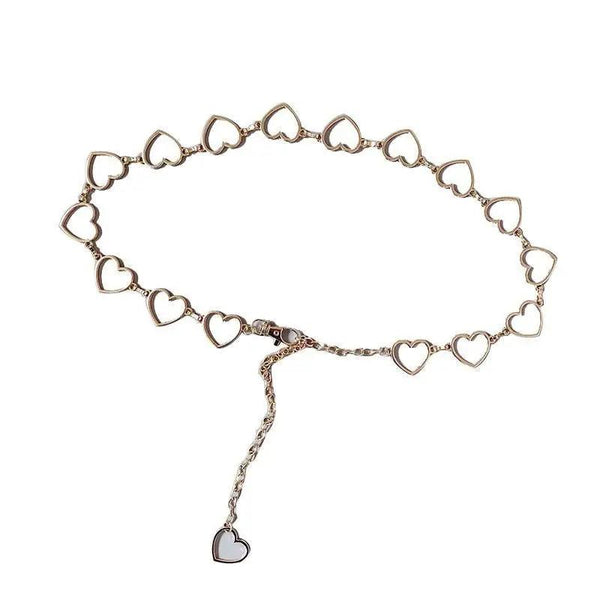 Trendy Heart Shaped Design Body Long Chain Ladies Belts Modern Metal Waist Chain Love Belts For Women