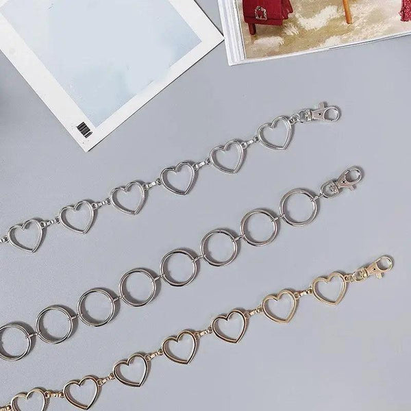 Trendy Heart Shaped Design Body Long Chain Ladies Belts Modern Metal Waist Chain Love Belts For Women