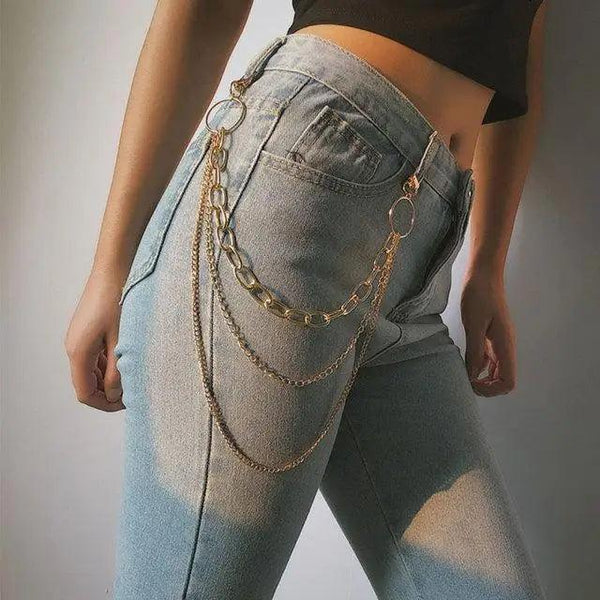 Trendy Heart Shaped Design Body Long Chain Ladies Belts Modern Metal Waist Chain Love Belts For Women
