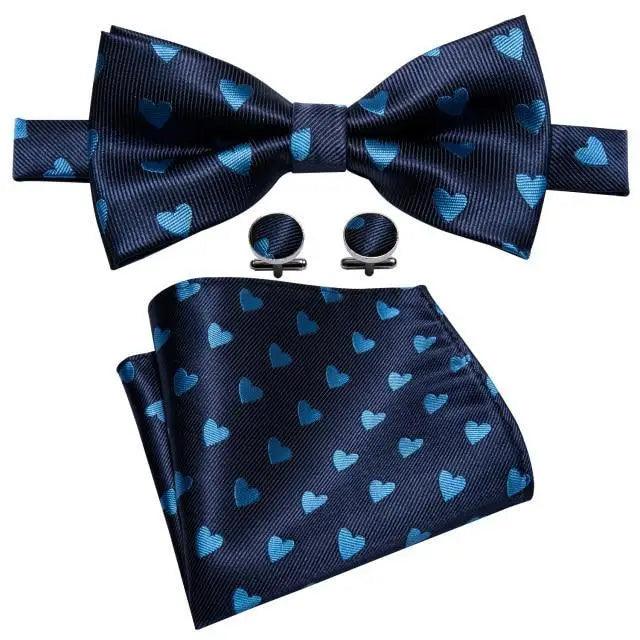 Trendy Patterned Silk Jacquard Plaid Bowtie With  Pocket Square And Cufflinks Set For Men Unique  Butterfly Party Wedding Casual Business Bowtie For Men
