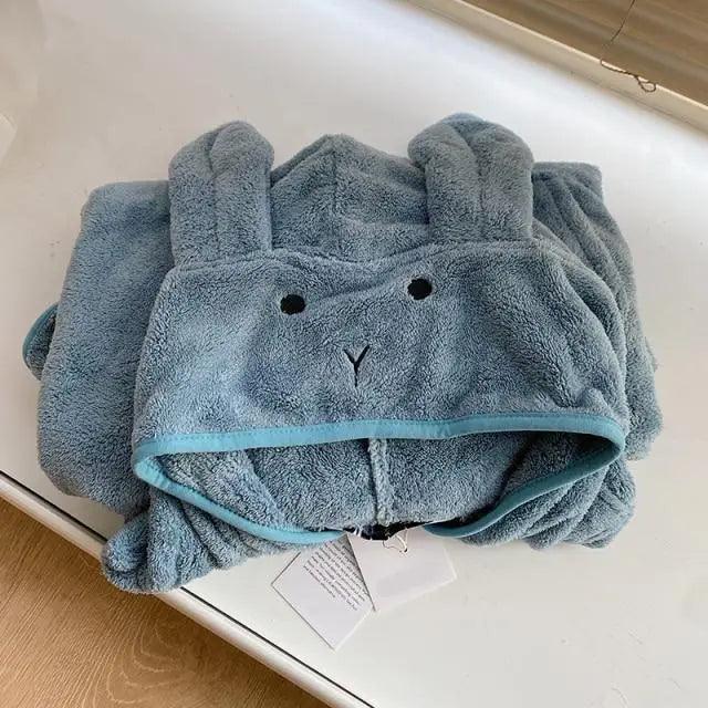 Trendy Rabbit Cartoon Bathrobes For Girls Boys Unisex Soft Hooded And Comfortable Kids Vintage Design Bathrobes