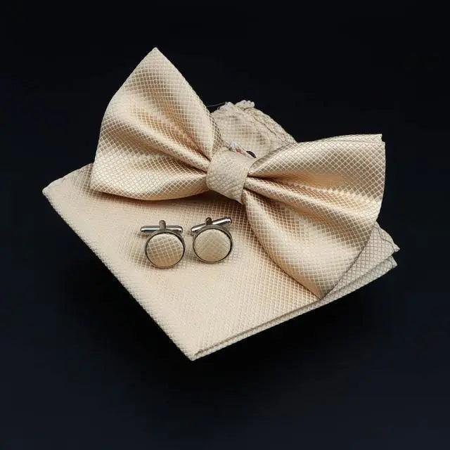 Trendy Tiny Dots Print Bowtie With Pocket Square And Cufflinks Set For Men Retro  Butterfly Party Wedding Bowties Without Box Stylish Ties Gift