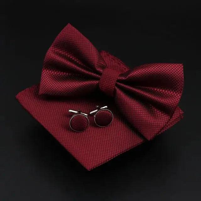 Trendy Tiny Dots Print Bowtie With Pocket Square And Cufflinks Set For Men Retro  Butterfly Party Wedding Bowties Without Box Stylish Ties Gift