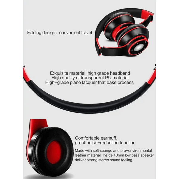 Wireless Headset Bluetooth Earphones and Headphone Foldable Adjustment Bluetooth Wired Headphones TF Card MP3 FM Radios For Online Class Business Trip Travel Video Conference