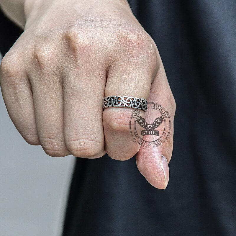 Triangle Celtic Knot Stainless Steel Viking Ring