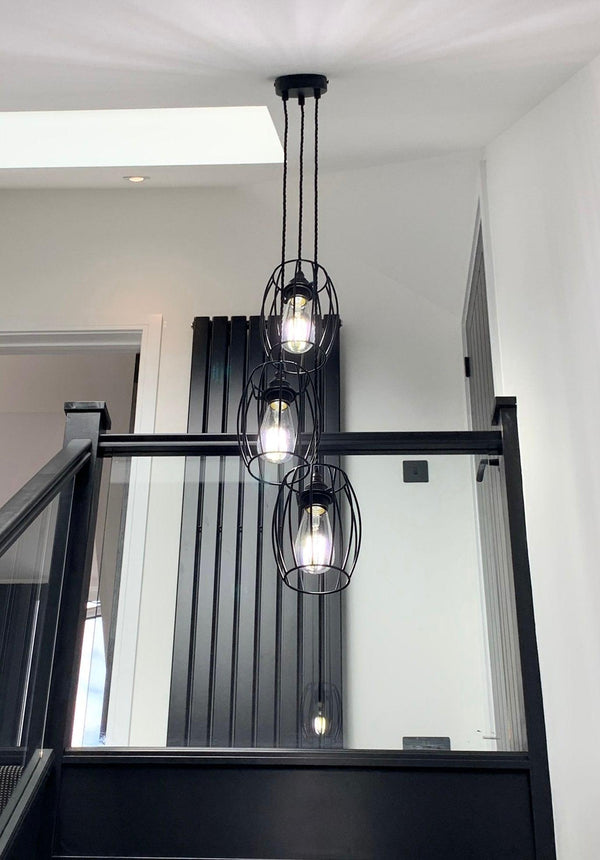 Triple Cluster Pendant Light Barrel Cages