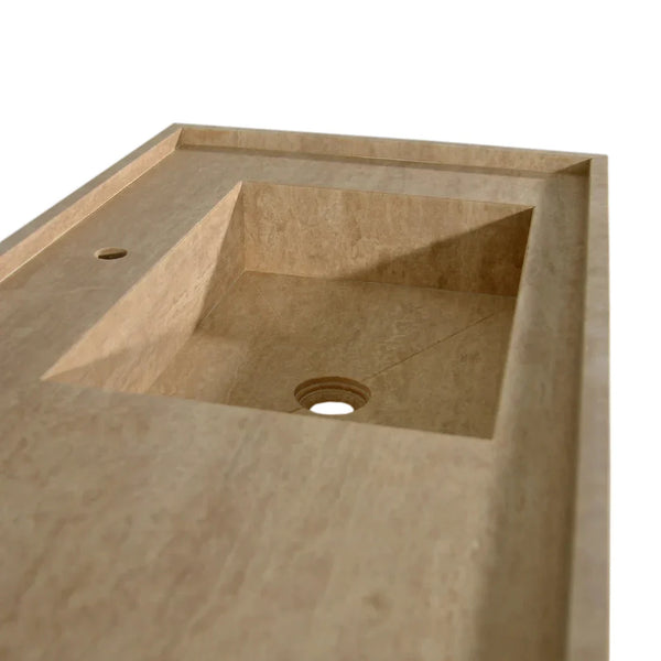 Troia Beige Travertine Rectangular Wall-mount Bathroom Sink (W)20