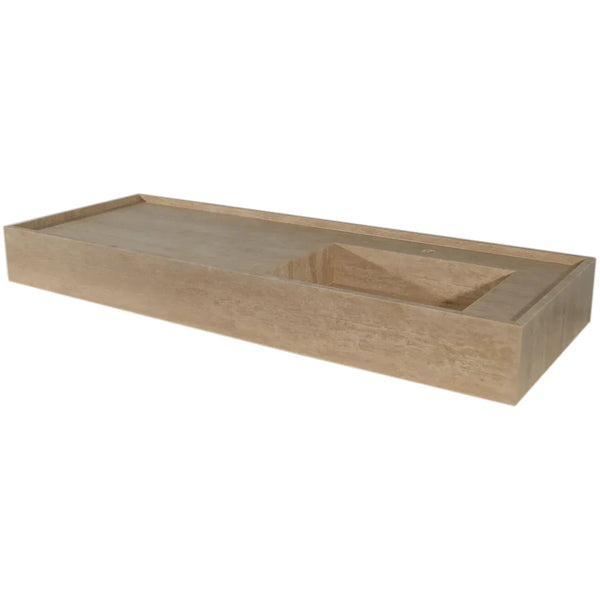 Troia Beige Travertine Rectangular Wall-mount Bathroom Sink (W)20