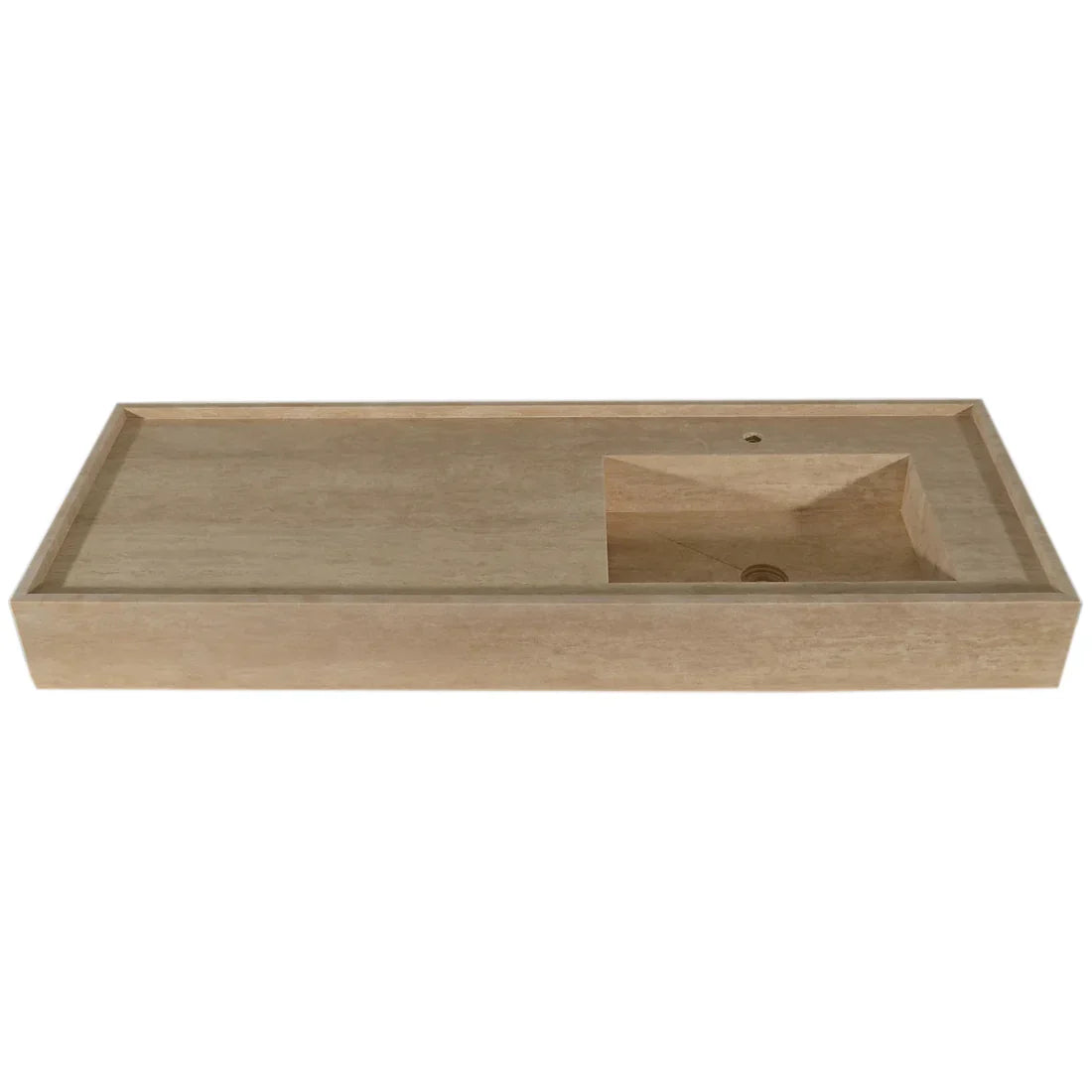 Troia Beige Travertine Rectangular Wall-mount Bathroom Sink (W)20