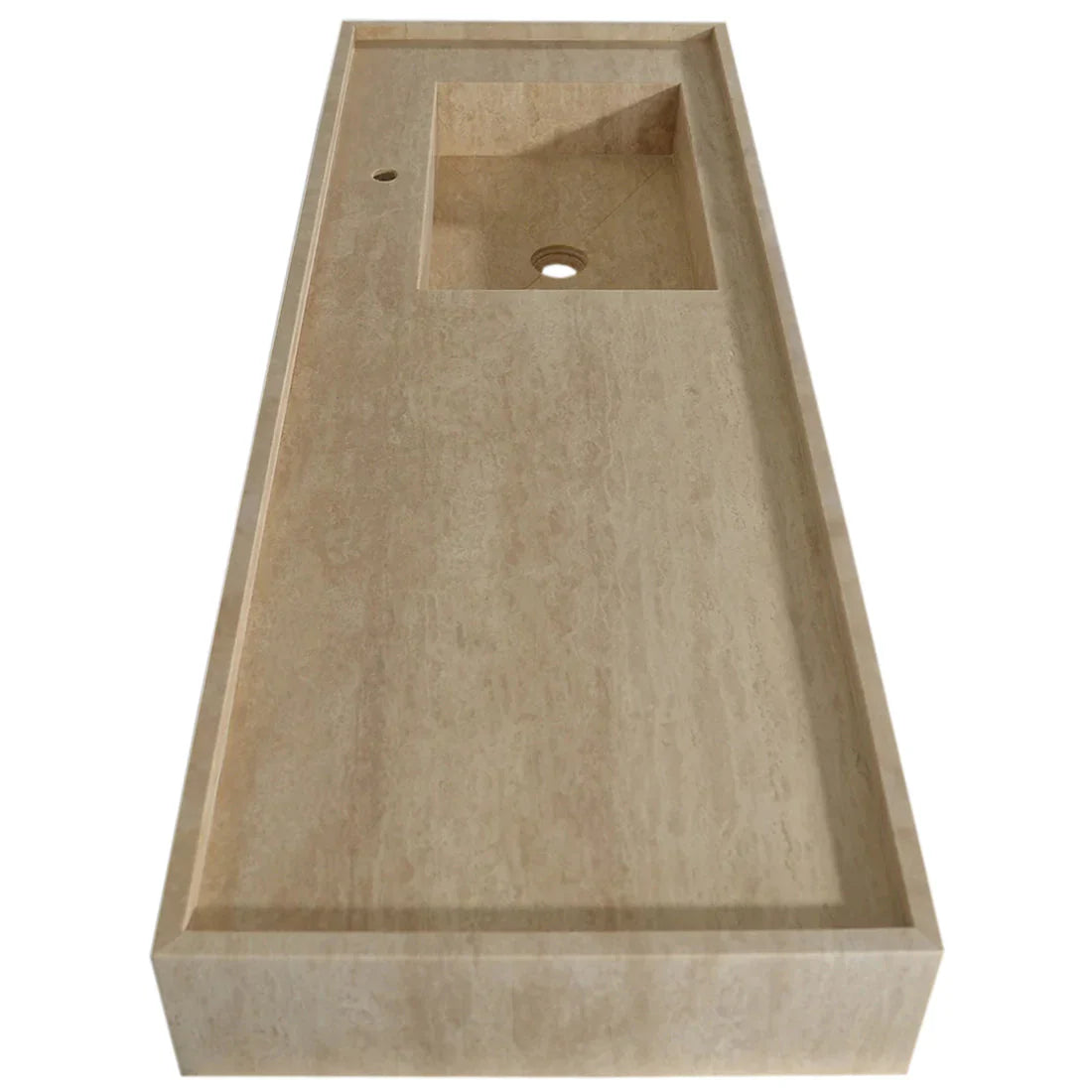 Troia Beige Travertine Rectangular Wall-mount Bathroom Sink (W)20