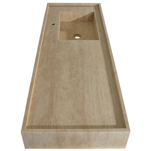 Troia Beige Travertine Rectangular Wall-mount Bathroom Sink (W)20