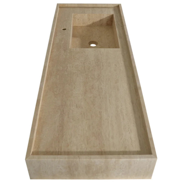 Troia Beige Travertine Rectangular Wall-mount Bathroom Sink (W)20
