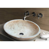 Troia Light Travertine Natural Stone Oval Vessel Sink (W)16