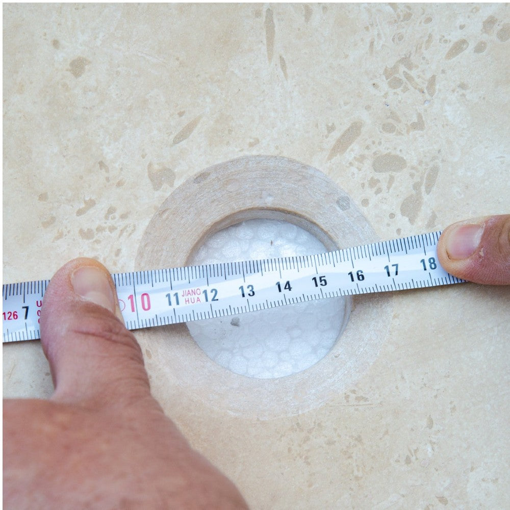 Troia Light Travertine Natural Stone Oval Vessel Sink (W)16
