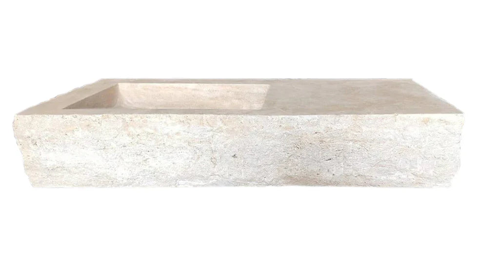 Troia Light Travertine Rustic Rectangular Wall-mount Bathroom Sink (W)16