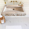 Troia Light Travertine Rustic Rectangular Wall-mount Bathroom Sink (W)16